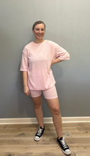 Load image into Gallery viewer, Pink Ribbed Biker Shorts Set
