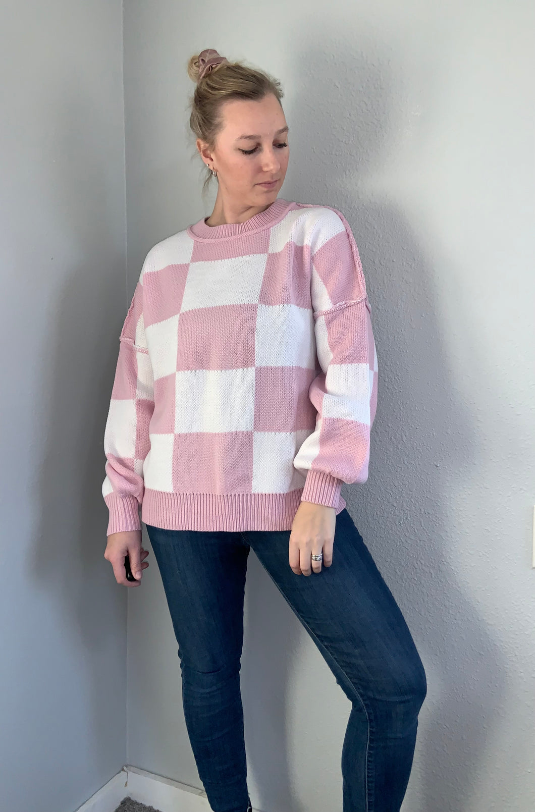 Checked Pink Bishop Sweater
