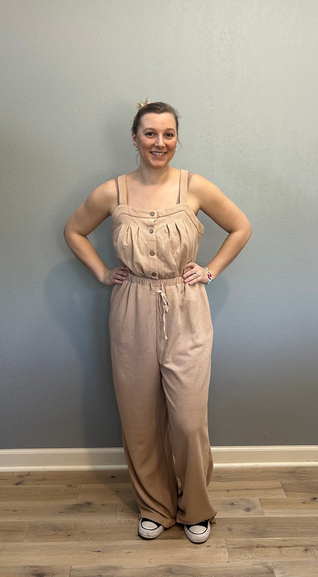 Neutral Jumpsuit with Jogger Drawstring