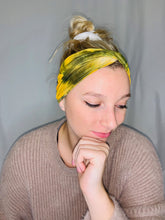 Load image into Gallery viewer, Green &amp; Yellow Tie Die Headband
