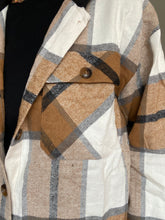 Load image into Gallery viewer, Tan and White Hooded Flannel
