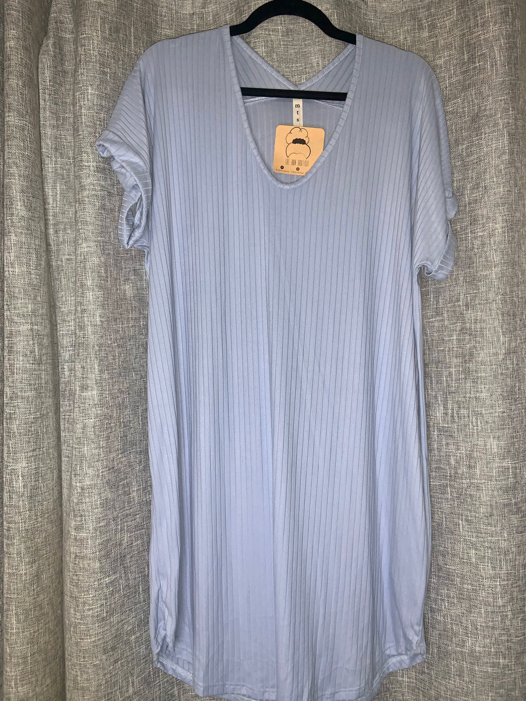 Blue Ribbed T-Shirt Dress
