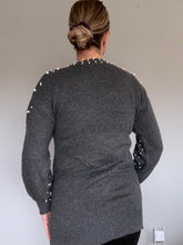 Load image into Gallery viewer, Gray &amp; Pearl Sweater Dress
