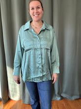 Load image into Gallery viewer, Teal Satin Top
